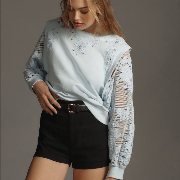 Anthropology Embroidered Cutwork Sweatshirt - Picture 2 of 11